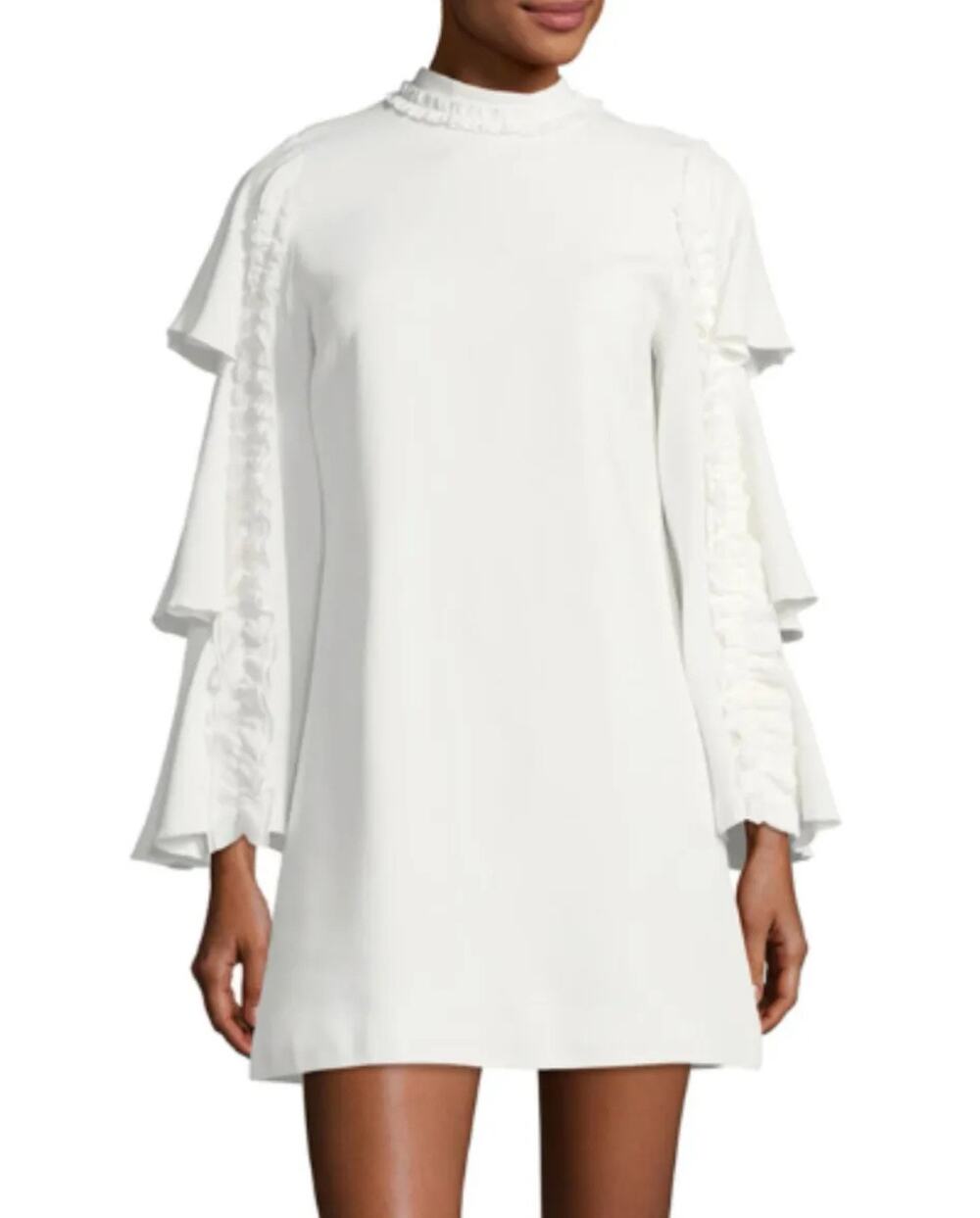 Alexis London Ivory Tiered Mini Dress Long Sleeve Flare Dress XS